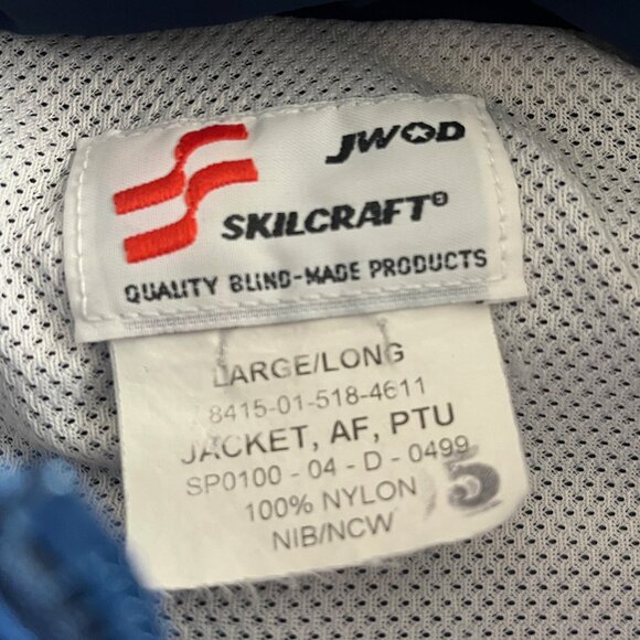 U.S. Air Force SkilCraft Men’s Large/Long‎ PTU Full Zip Jacket Blue Reflective - Picture 8 of 8